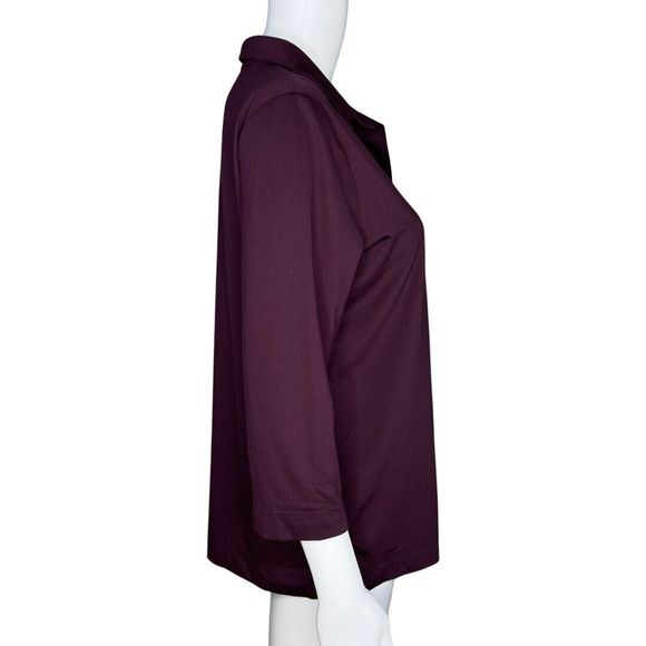 Chicos Shirt Womens Medium 1 Deep Purple Slinky Career Casual Office Work Travel - Picture 2 of 7